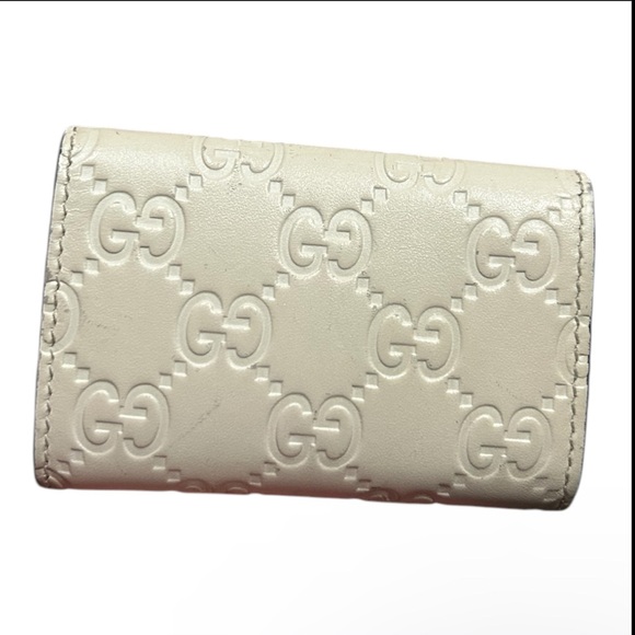 GUCCI Rare Vintage White Leather Monogram 6-Key Holder Case - Picture 2 of 4